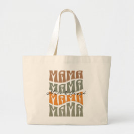 Moederdag Natural Color Mama Kinder Name T-Shirt Grote Tote Bag