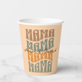 Moederdag Natural Color Mama Kinder Name T-Shirt Papieren Bekers