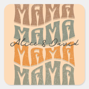 Moederdag Natural Color Mama Kinder Name Vierkante Sticker