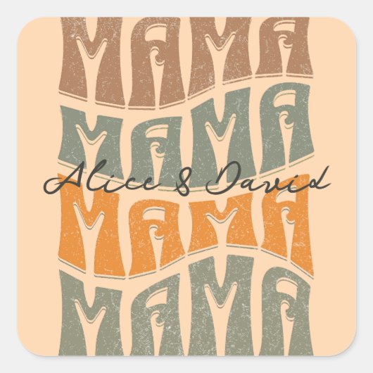 Moederdag Natural Color Mama Kinder Name Vierkante Sticker (Voorkant)