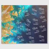 Moederdag Navy Blue & Gold Abstract Earth Cadeaupapier (Vlak)