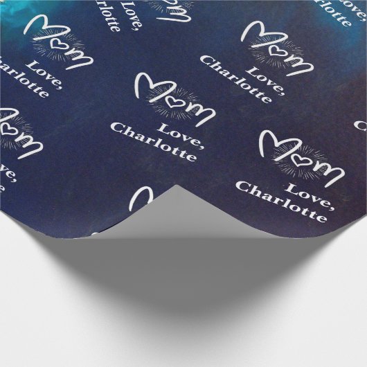 Moederdag Navy Blue & Gold Abstract Earth Cadeaupapier (Hoek)