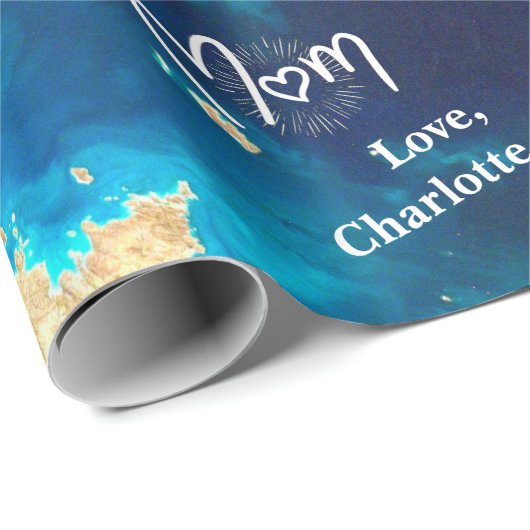 Moederdag Navy Blue & Gold Abstract Earth Cadeaupapier (Rol Hoek)