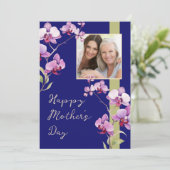 Moederdag Navy Orchidee Foto Kaart (Staand voorkant)