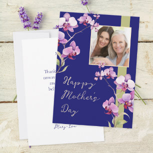 Moederdag Navy Orchidee Foto Kaart