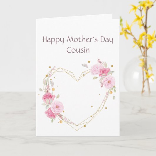 Moederdag neef roze bloem kaart (Gele Bloem)