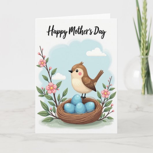 Moederdag nesteling kaart met bloemen (Voorkant)