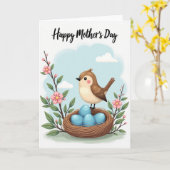Moederdag nesteling kaart met bloemen (Gele Bloem)