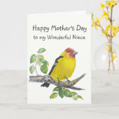 Moederdag nicht Westelijke Tangare vogel Kaart (Gele Bloem)