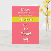 Moederdag Nichtje Humor Moeder van het Jaar! Kaart (Gele Bloem)