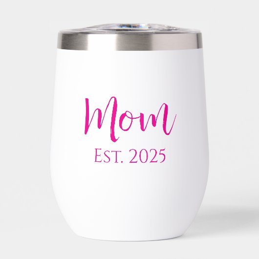 Moederdag Nieuw Mom Hot Pink Elegant Script (Voorkant)