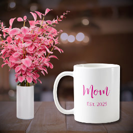 Moederdag Nieuw Mom Hot Pink Elegant Script Koffiemok