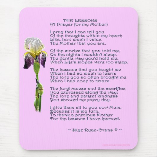 MOEDERDAG of MOTHERS BIRTHDAY Iris & Poem Muismat (Voorkant)
