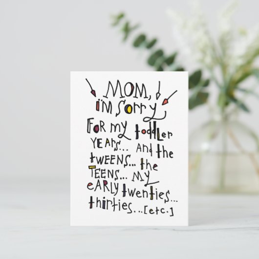 Moederdag of verjaardag briefkaart (Staand voorkant)