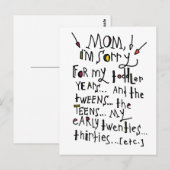 Moederdag of verjaardag briefkaart (Voorkant / Achterkant)