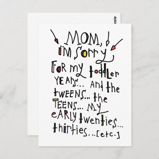 Moederdag of verjaardag briefkaart (Voorkant / Achterkant)