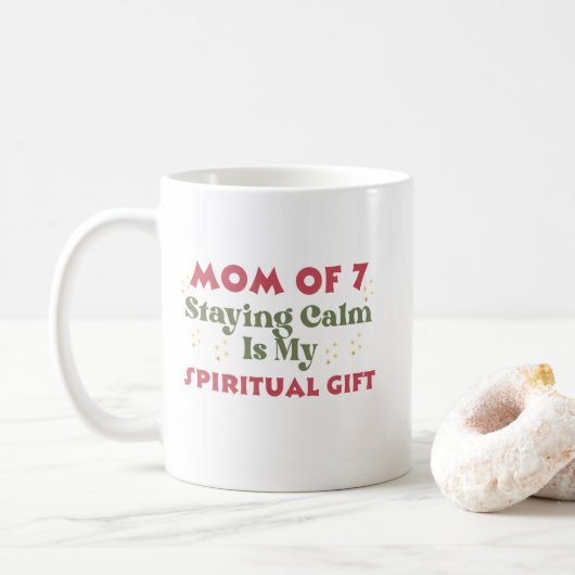 Moederdag of verjaardag, moeder van 7 koffiemok (Met donut)