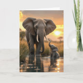 Moederdag olifant met Baby Kaart (Voorkant)
