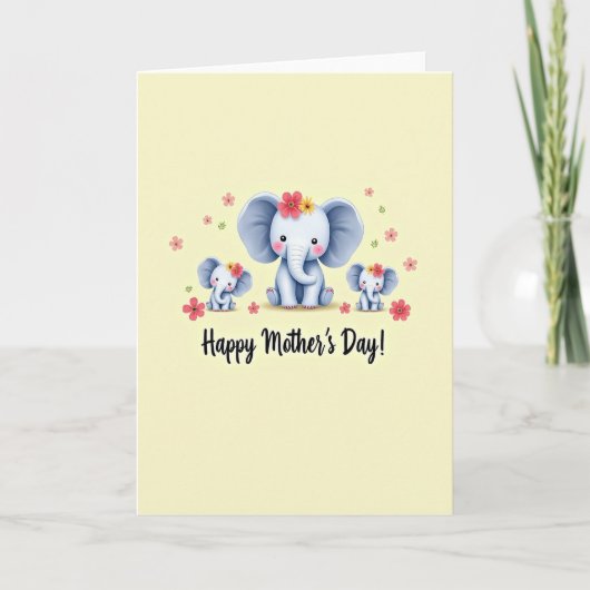 Moederdag Olifanten Bloemkaart Kaart (Voorkant)
