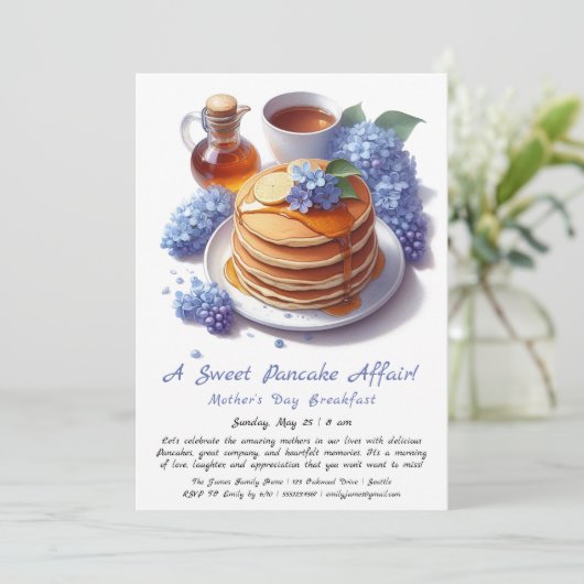 Moederdag ontbijt - Pannenkoeken & lila Kaart (Staand voorkant)
