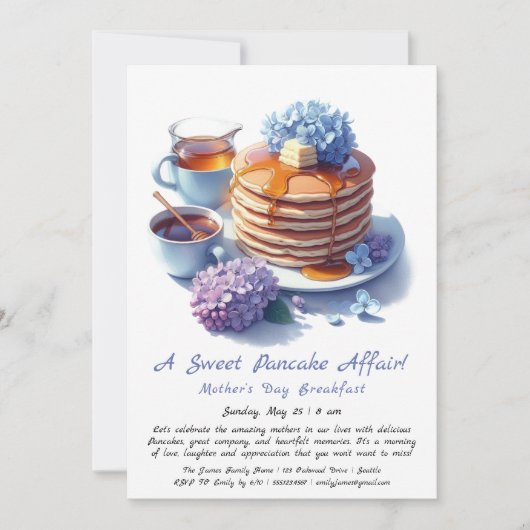 Moederdag ontbijt - Pannenkoeken & lila Kaart (Voorkant)
