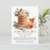 Moederdag ontbijt, pannenkoeken, meidoorns bloem kaart (Staand voorkant)
