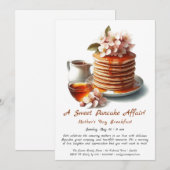 Moederdag ontbijt, pannenkoeken, meidoorns bloem kaart (Voorkant / Achterkant)