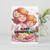 Moederdag Ontbijt Surprise Feestdagenkaart (Staand voorkant)