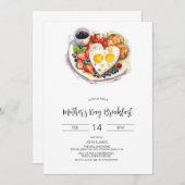 Moederdag Ontbijt Uitnodiging, Brunch Uitnodigen Kaart (Voorkant / Achterkant)