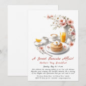Moederdag Ontbijt Uitnodiging – Crêpes & Rozen (Voorkant / Achterkant)