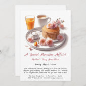 Moederdag Ontbijt Uitnodiging - Pannenkoeken Rozen (Voorkant / Achterkant)