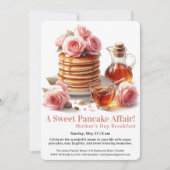 Moederdag Ontbijt Uitnodiging – Pannenkoeken Rozen (Voorkant)