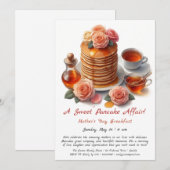 Moederdag Ontbijt Uitnodiging - Pannenkoeken Rozen (Voorkant / Achterkant)