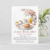 Moederdag Ontbijt Uitnodiging - Pannenkoeken Rozen (Staand voorkant)