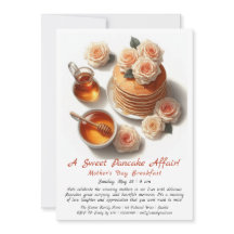 Moederdag Ontbijt Uitnodiging - Pannenkoeken Rozen
