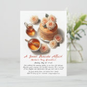 Moederdag Ontbijt Uitnodiging - Pannenkoeken Rozen (Staand voorkant)