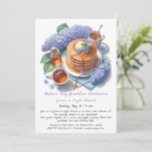 Moederdag Ontbijtuitnodiging - Lila Kaart (Staand voorkant)