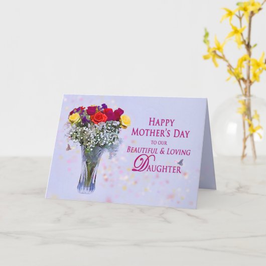 MOEDERDAG, ONZE DOCHTER - BOEKET VAN ROZEN KAART (Gele Bloem)