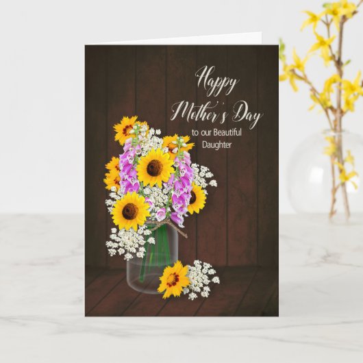 MOEDERDAG- ONZE DOCHTER - COUNTRY FLOWERS/VAAS KAART (Gele Bloem)