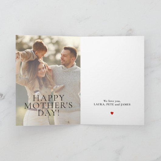 Moederdag op maat 2 foto's en tekst feestdagen kaart (Binnen)