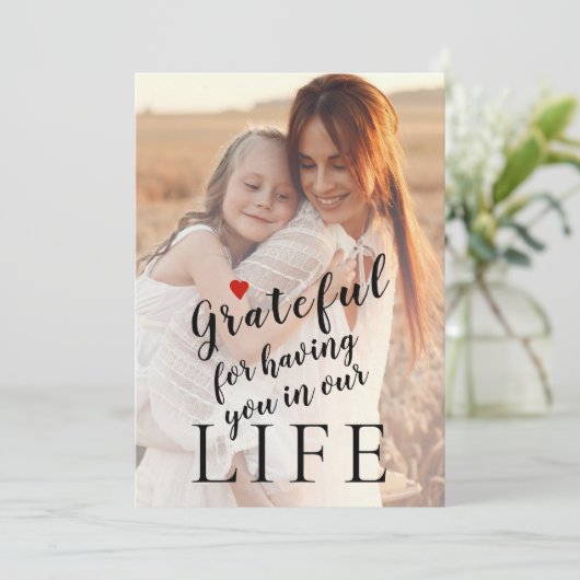 Moederdag op maat 2 foto's en tekst feestdagenkaart (Staand voorkant)