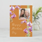 Moederdag Oranje Orchidee Foto Kaart (Staand voorkant)