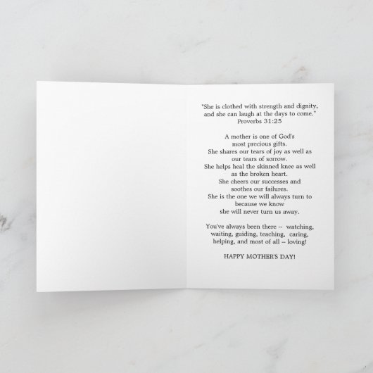 Moederdag, Orchidee Reflectie op Zwart Kaart (Binnen)