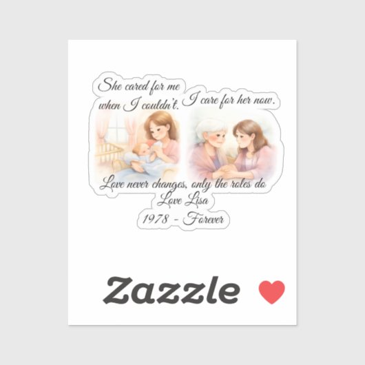 Moederdag Ouderen Zorg Kussen Sticker (Vel)