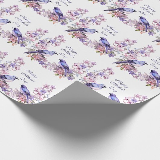 Moederdag Paar van Bluebirds Cadeaupapier (Hoek)