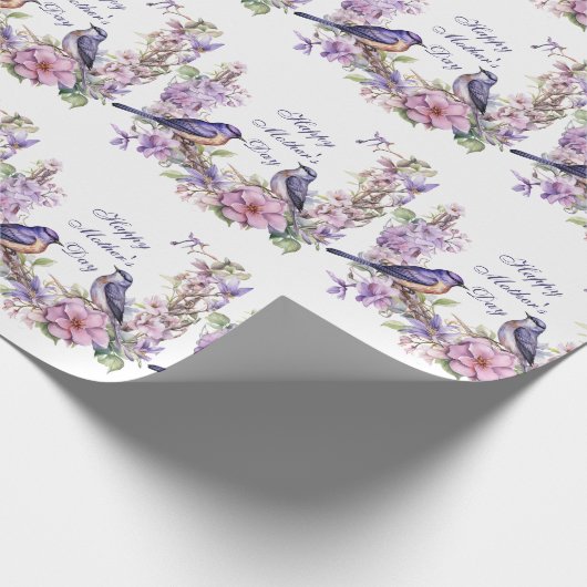 Moederdag Paar van Bluebirds Cadeaupapier (Hoek)