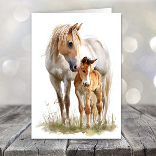 Moederdag paard en veulen feestdagen kaart