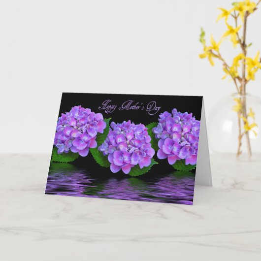 Moederdag Paars Hydrangea Kaart (Gele Bloem)