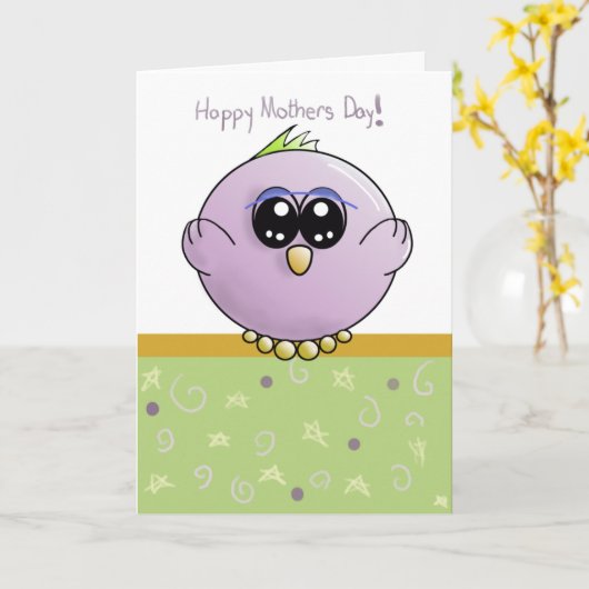 Moederdag Paarse Baby Kaart (Gele Bloem)