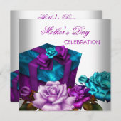 Moederdag Paarse Blauwgroen roze rozen bloemen blo Kaart (Voorkant / Achterkant)